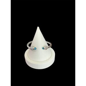 Two Tone Cable Bracelet with Blue Topaz Tips